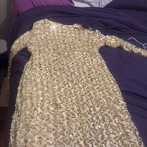 Fashion Nova Shimmering Gold Sequin Top